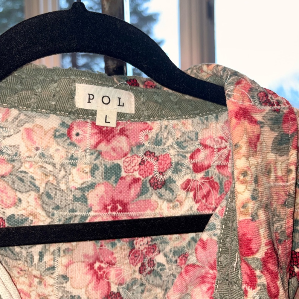 POL 100% Cottom Floral Patchwork Button-Up Shacket - image 5